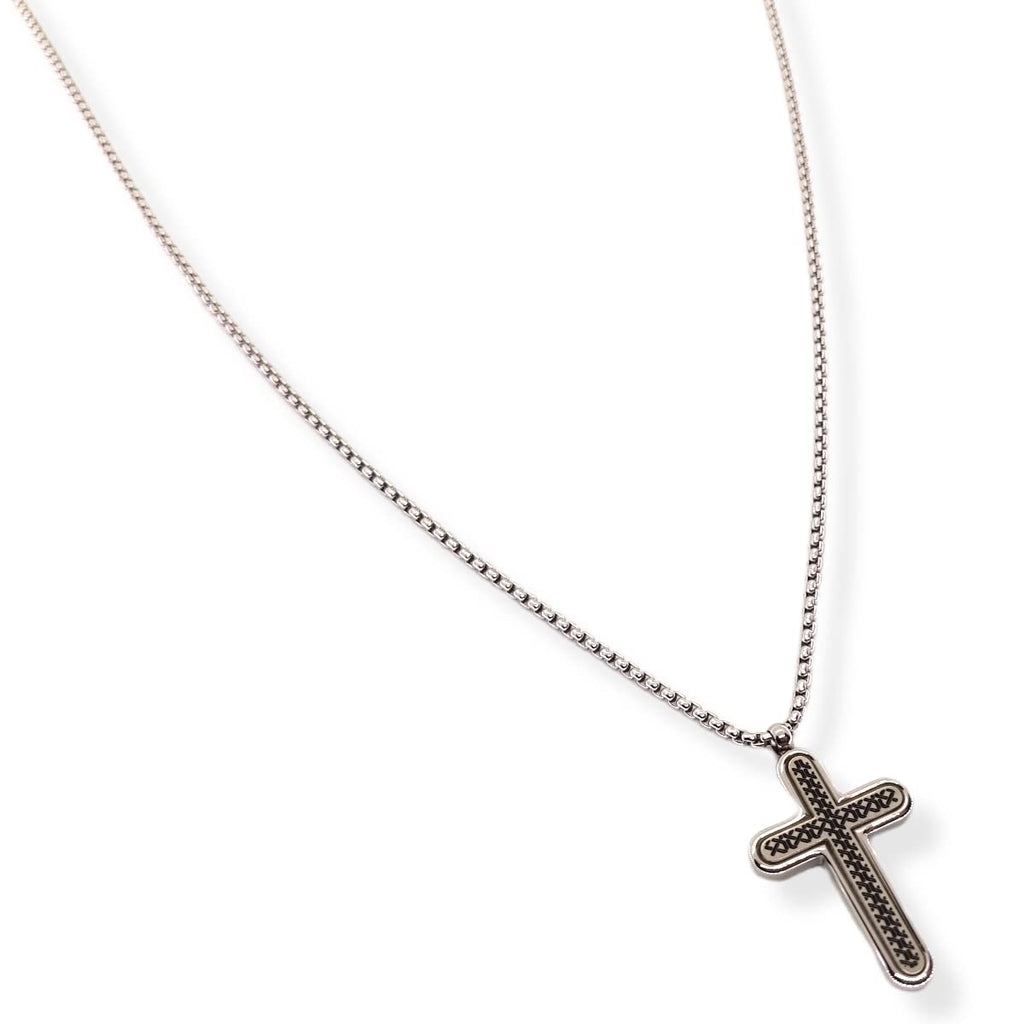 Habibi Jewels Collana Croce Acciaio Uomo Nera Catena a Maglia Chiusura a Moschettone Idea Regalo Festa del Papà Compleanno Laurea