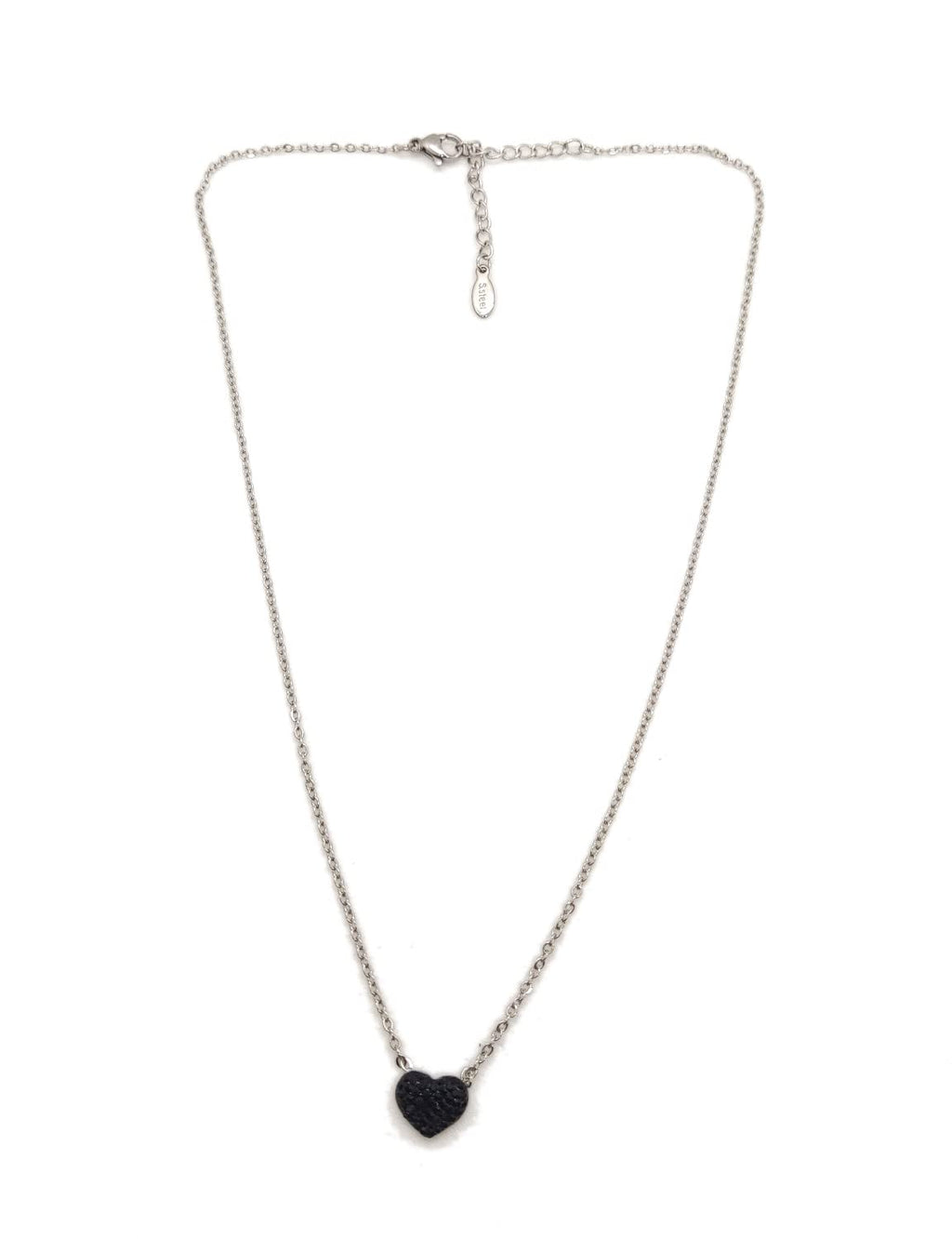 Habibi Jewels Collana da Donna in Acciaio con Ciondolo Cuore Nero Chiusura a Moschettone Regolabile Idea Regalo Compleanno Laurea Natale Festa della Mamma Fidanzati San Valentino