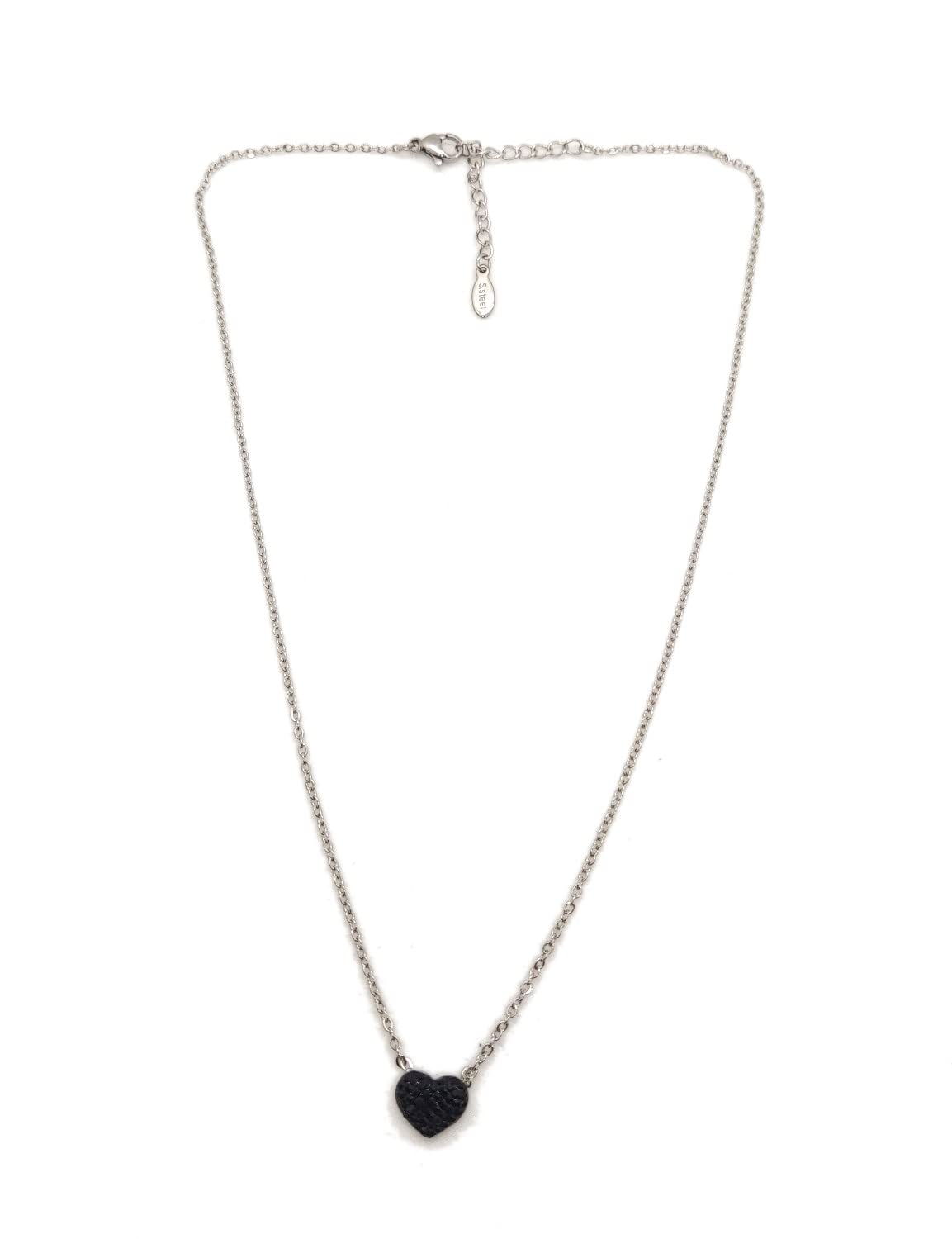 Habibi Jewels Collana da Donna in Acciaio con Ciondolo Cuore Nero Chiusura a Moschettone Regolabile Idea Regalo Compleanno Laurea Natale Festa della Mamma Fidanzati San Valentino