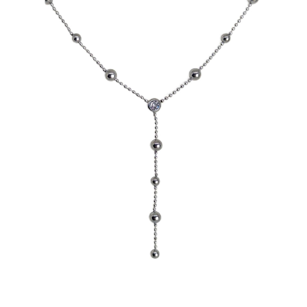 Habibi Jewels Collana da Donna in Acciaio con Sfere e Punto Luce centrale Modello a Y Ideale per Occasioni Speciali Idea Regalo Ragazza Compleanno Festa della Mamma Natale