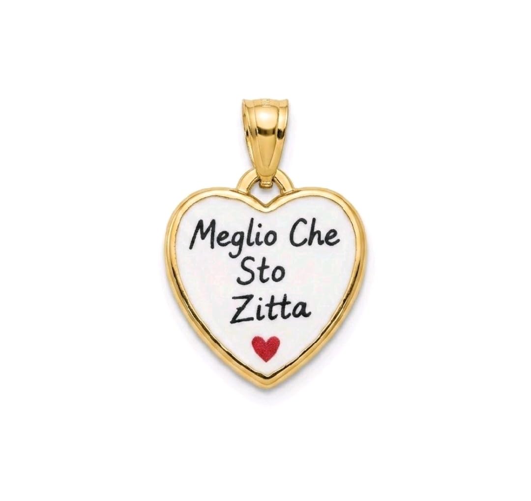 Habibi Jewels Charm Pendente Cuore in Acciaio Gold con Scritta MEGLIO CHE STO ZITTA Elegante e Versatile Collana Magnetica Calamita Idea Regalo