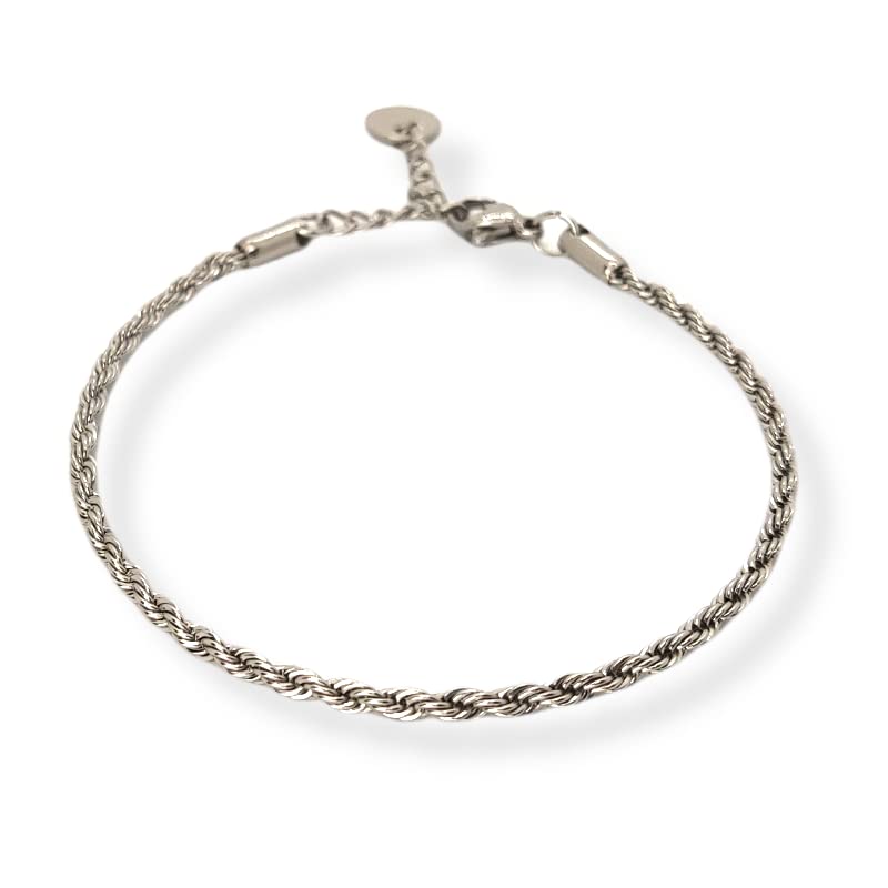 Habibi Jewels Bracciale da Uomo Donna in Acciaio Modello Catena Corda Intrecciata Torcione Braccialetto Idea Regalo Festa del Papà Compleanno Laurea