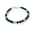 Habibi Jewels Bracciale Uomo Donna pietre dure Onice da 6 mm turchese a rondelle dischetti in acciaio cavo ed elementi in acciaio Idea Regalo Bijoux Gioiello