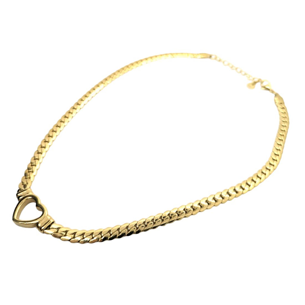 Habibi Jewels Collana a Girocollo da Donna in Acciaio con Cuore Centrale Color Oro Gold Modello Catena Maglia Cubana Idea Regalo Ragazza Compleanno Festa della Mamma Natale