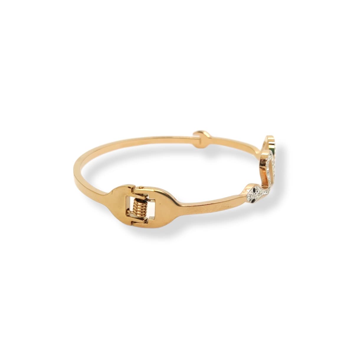 Habibi Jewels Bracciale in Acciaio Inox rigido da donna colore rosa rosé con serpente zirconi modello a manetta braccialetto ragazza bracelet for woman