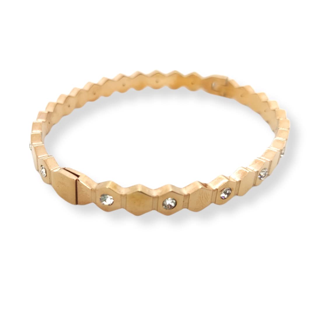 Bracciale  rigido colore Oro rosa rosé con strass