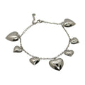 Habibi Jewels Bracciale in Acciaio da Donna con Cuori Pendenti Silver Catena a Maglia Braccialetto Chiusura Moschettone Cuore Compleanno Laurea Onomastico Festa della Mamma