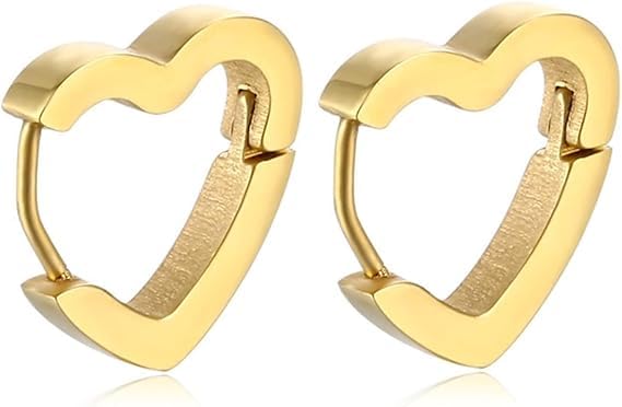 Habibi Jewels Orecchini da Donna Cuore Gold Dorati in Acciaio Inossidabile modello A Lobo Anallergico Chiusura a Scatto Idea Regalo Compleanno Laurea Festa