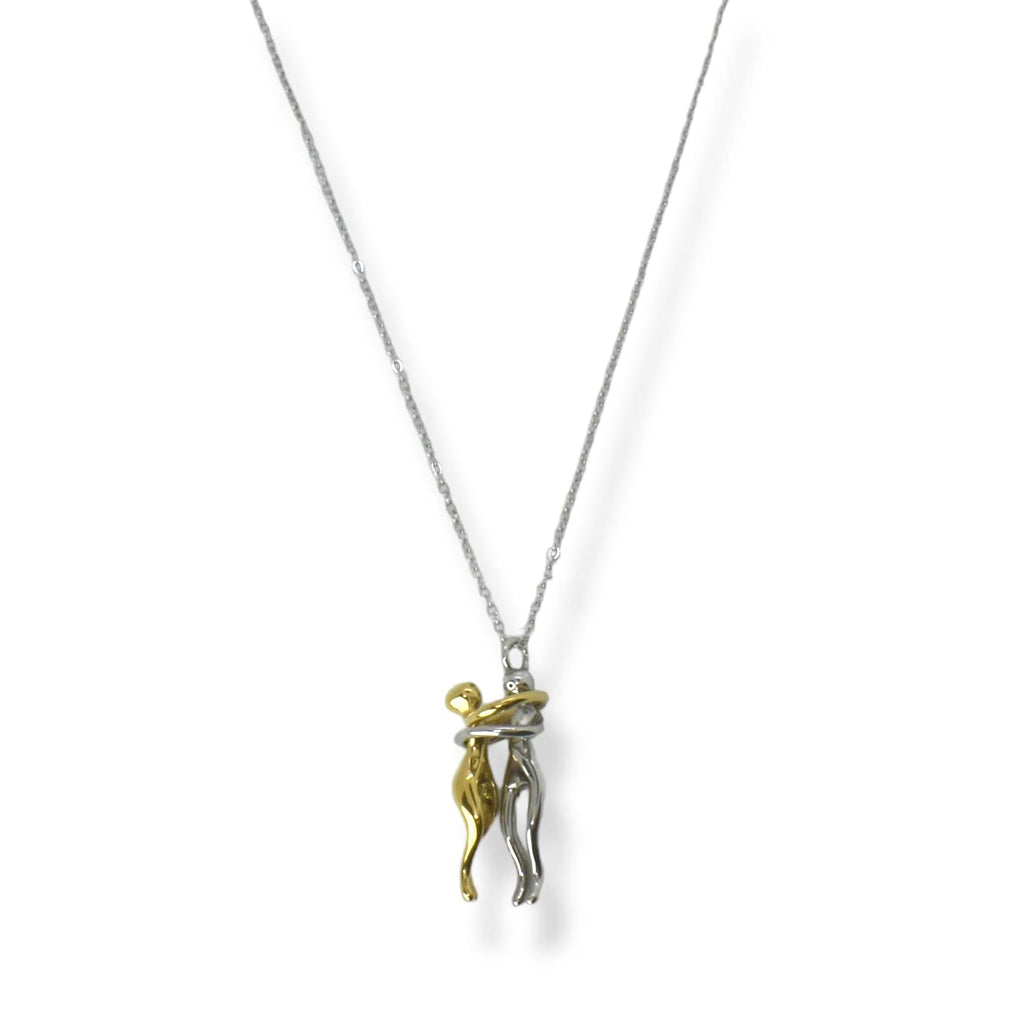 Habibi Jewels Collana da Donna in Acciaio con Ciondolo Abbraccio Innamorati Nero e Color Oro Gold Lui e Lei Fidanzati Amanti Coppia Amore Amicizia Idea Regalo San Valentino Compleanno