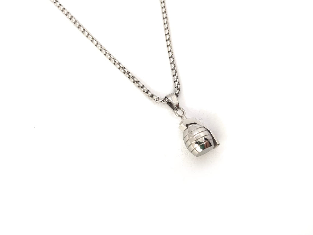 Habibi Jewels Collana Uomo in Acciaio con Ciondolo Bomba a Mano Granata Catena a Maglia Veneziana Chiusura a Moschettone Idea Regalo Festa del Papà Natale Compleanno Laurea San Valentino