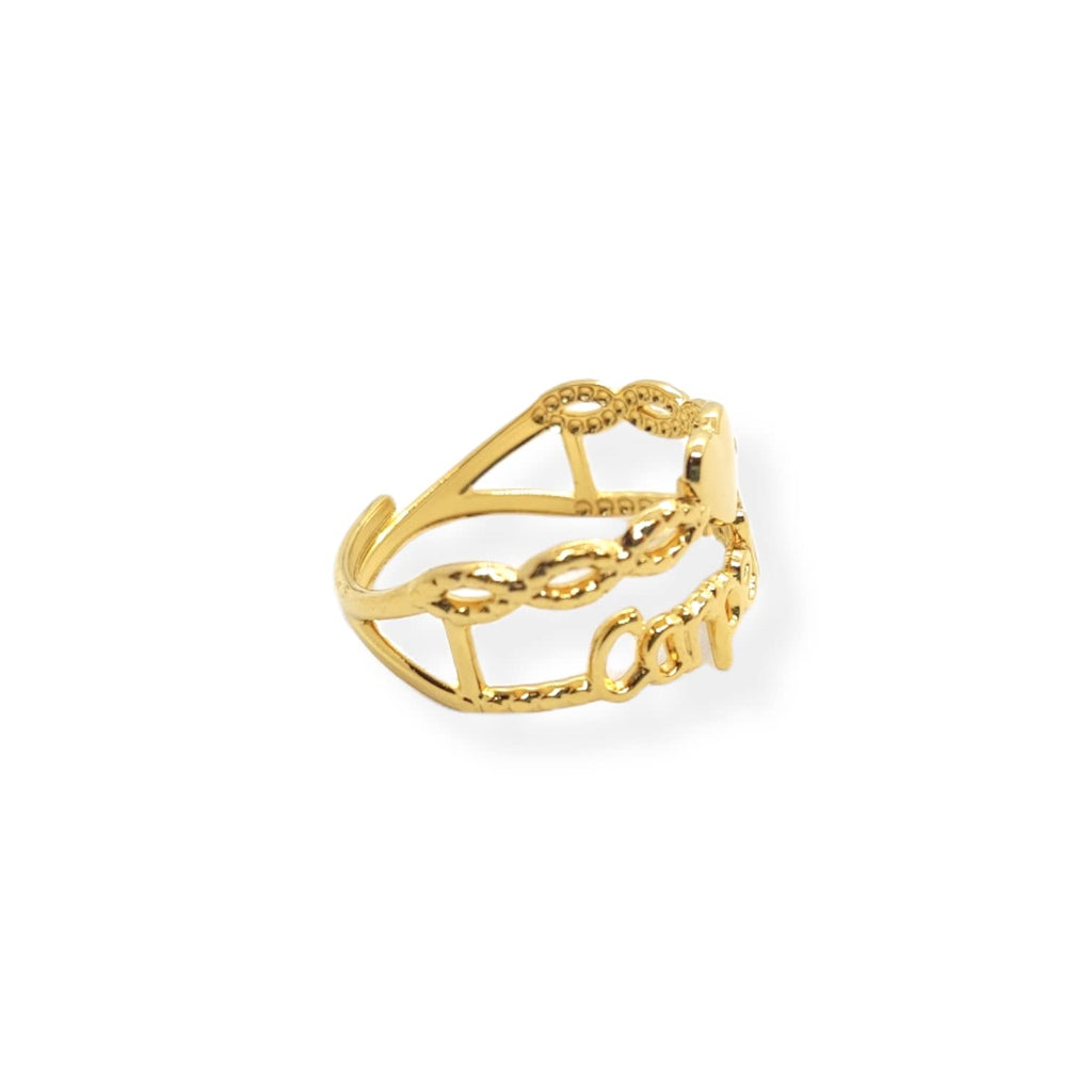 Habibi Jewels Anello da Donna in Acciaio Con Scritta Carpe Diem Color Oro Giallo Gold Regolabile Ring for Woman Idea Regalo Festa della donna compleanno Natale