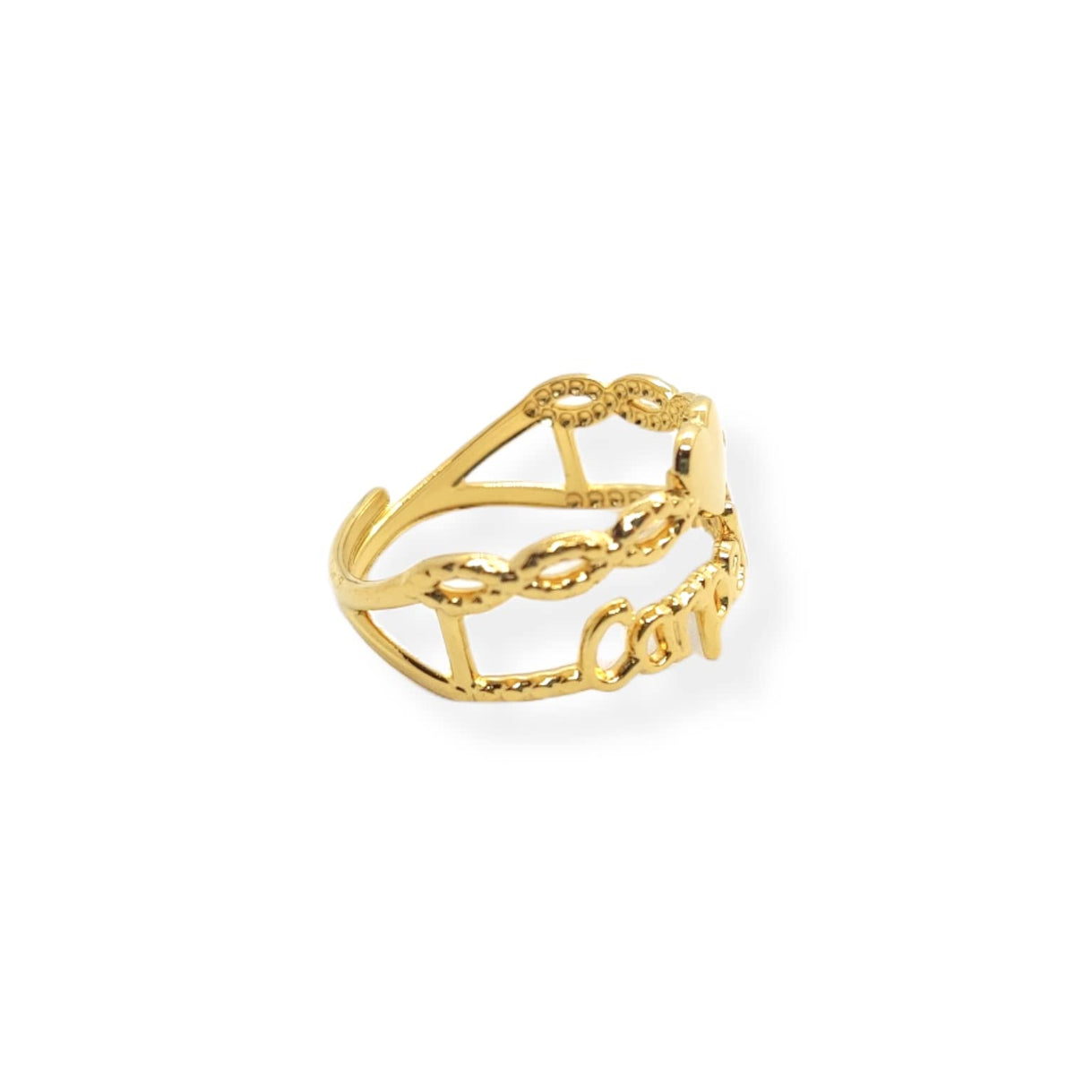 Habibi Jewels Anello da Donna in Acciaio Con Scritta Carpe Diem Color Oro Giallo Gold Regolabile Ring for Woman Idea Regalo Festa della donna compleanno Natale
