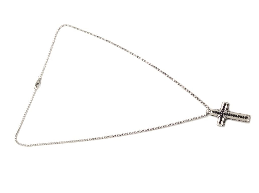 Habibi Jewels Collana Croce Acciaio Uomo Nera Catena a Maglia Veneziana Chiusura a Moschettone Idea Regalo Festa del Papà Compleanno Laurea