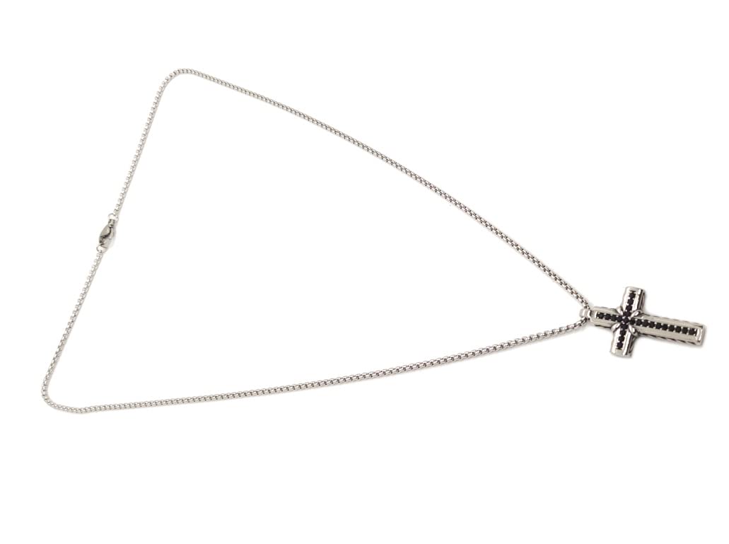Habibi Jewels Collana Croce Acciaio Uomo Nera Catena a Maglia Veneziana Chiusura a Moschettone Idea Regalo Festa del Papà Compleanno Laurea