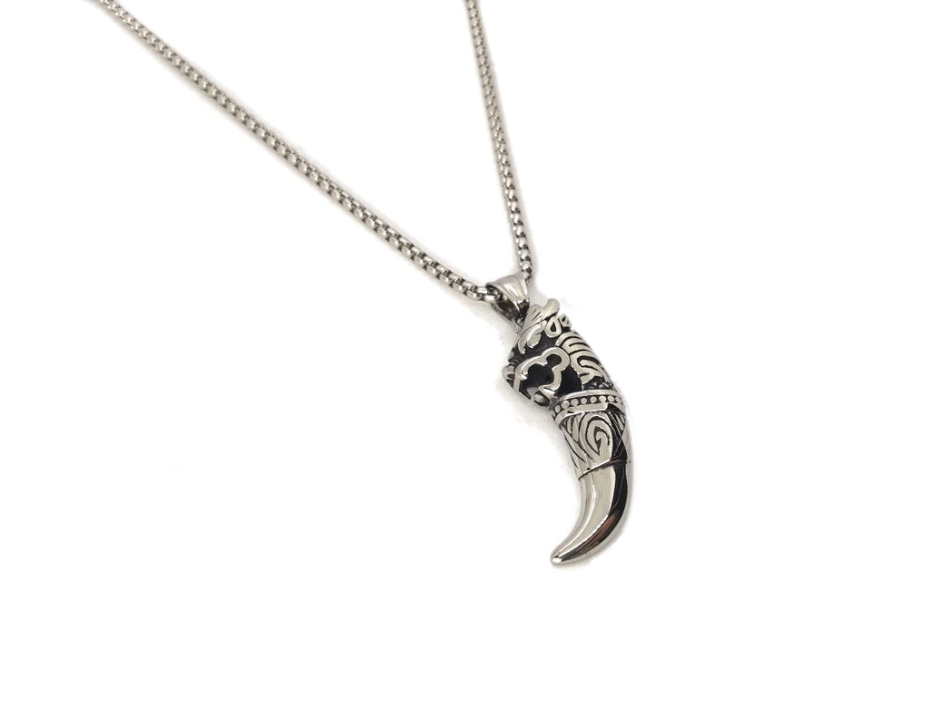 Habibi Jewels Collana in Acciaio con Ciondolo Dente di Lupo Celtico Vichingo Uomo Catena Maglia Veneziana Chiusura a Moschettone Idea Regalo Festa del Papà Compleanno Laurea
