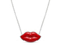 Generico Collana da Donna in Acciaio Silver con Bocca Labbra Rosse Girocollo Modello Lolita Idea Regalo Ragazza Compleanno Festa della Mamma Natale