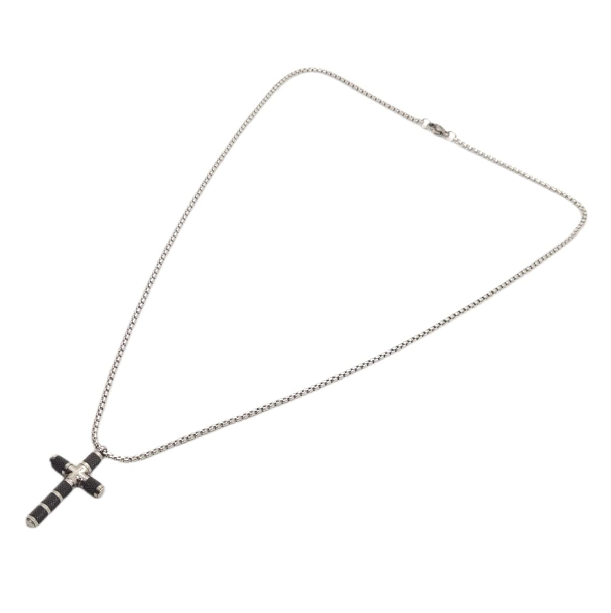 Habibi Jewels Collana Croce Acciaio Uomo Stilizzata Nera Catena a Maglia Festa del Papà Idea Regalo Compleanno Laurea