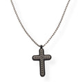 Habibi Jewels Collana Croce Acciaio Uomo Nera e Silver Catena a Maglia Veneziana Chiusura a Moschettone Idea Regalo Festa del Papà Compleanno Laurea