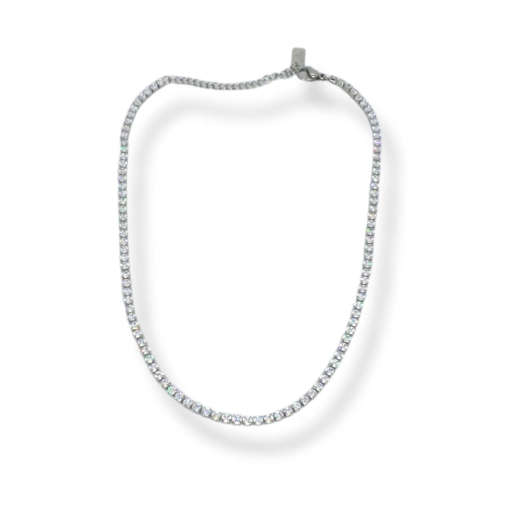 Habibi Jewels Collana Tennis Girocollo da Donna in Acciaio con Strass Bianchi Chiusura a Moschettone Lunghezza Regolabile Compleanno Festa della Mamma Natale Onomastico Festa della Donna