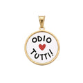 Habibi Jewels Charm Pendente in Acciaio Gold con Scritta ODIO TUTTI Rotondo Elegante e Versatile Collana Magnetica Calamita Idea Regalo