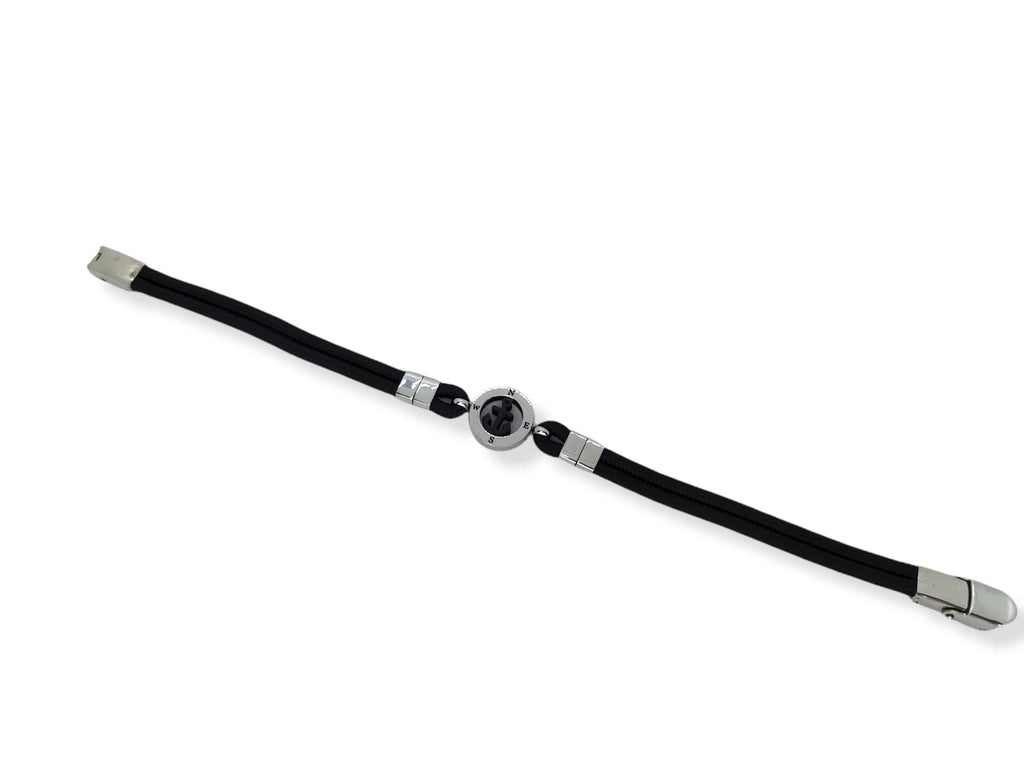 Habibi Jewels Bracciale Ancora da Uomo in Acciaio e Cordino Nero con Chiusura ad Incastro Braccialetto Navy Idea Regalo Festa del Papà Compleanno Laurea
