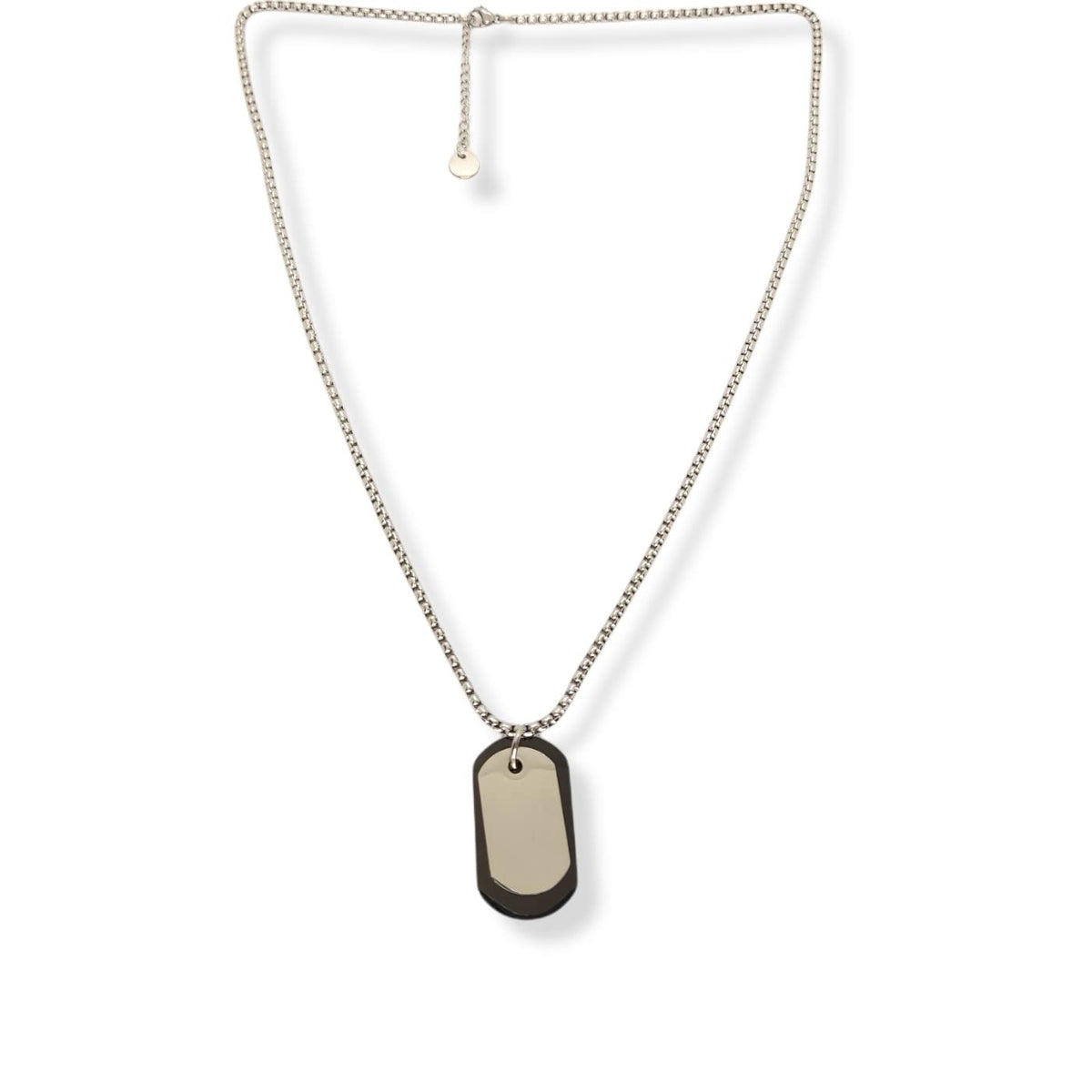 Habibi Jewels Collana in acciaio da uomo con targhetta militare nera e acciaio necklace man targhette piastrina piastrine Sport Idea Regalo Compleanno Amore Amicizia