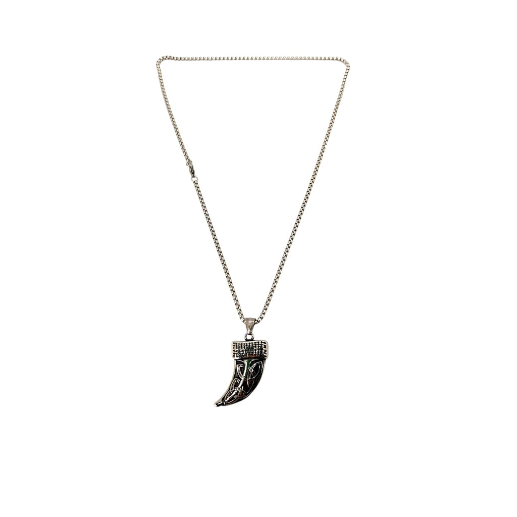 Habibi Jewels Collana Dente di Lupo Celtico da Uomo in Acciaio con Catena a Maglia Veneziana Chiusura a Moschettone Idea Regalo Festa del Papà Natale Compleanno Laurea