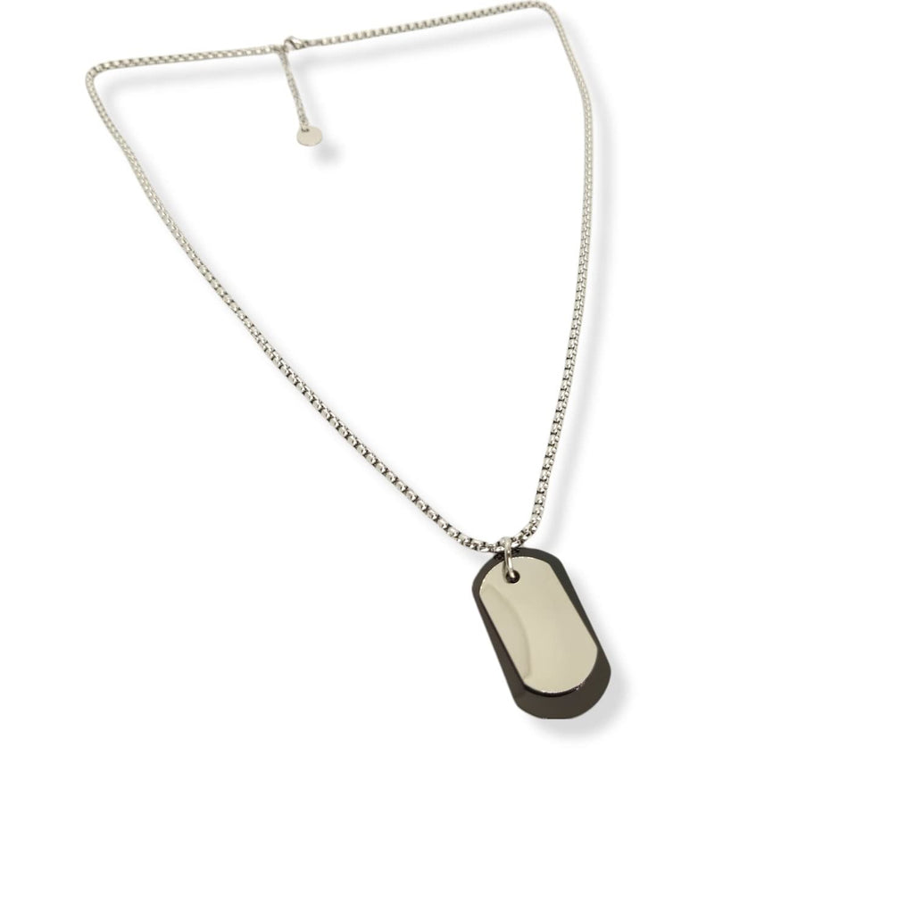 Habibi Jewels Collana in acciaio da uomo con targhetta militare nera e acciaio necklace man targhette piastrina piastrine Sport Idea Regalo Compleanno Amore Amicizia