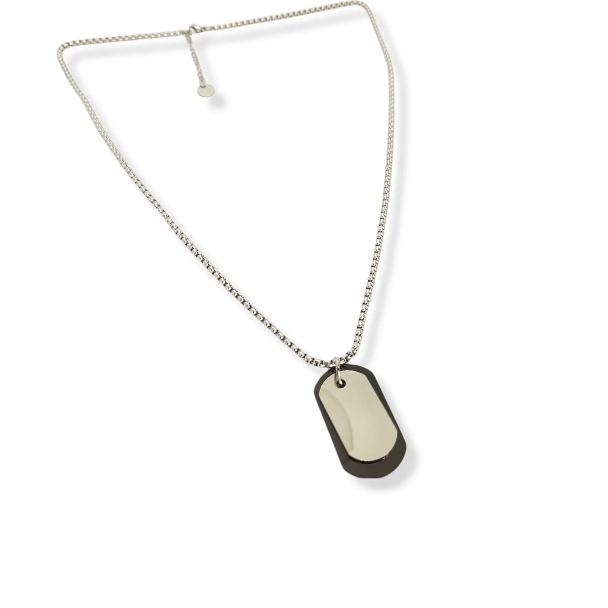 Habibi Jewels Collana in acciaio da uomo con targhetta militare nera e acciaio necklace man targhette piastrina piastrine Sport Idea Regalo Compleanno Amore Amicizia
