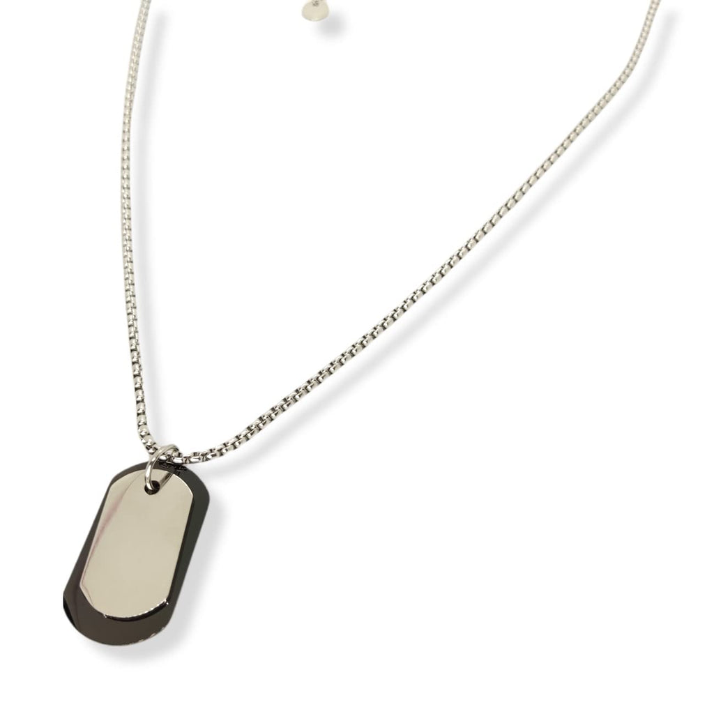 Habibi Jewels Collana in acciaio da uomo con targhetta militare nera e acciaio necklace man targhette piastrina piastrine Sport Idea Regalo Compleanno Amore Amicizia