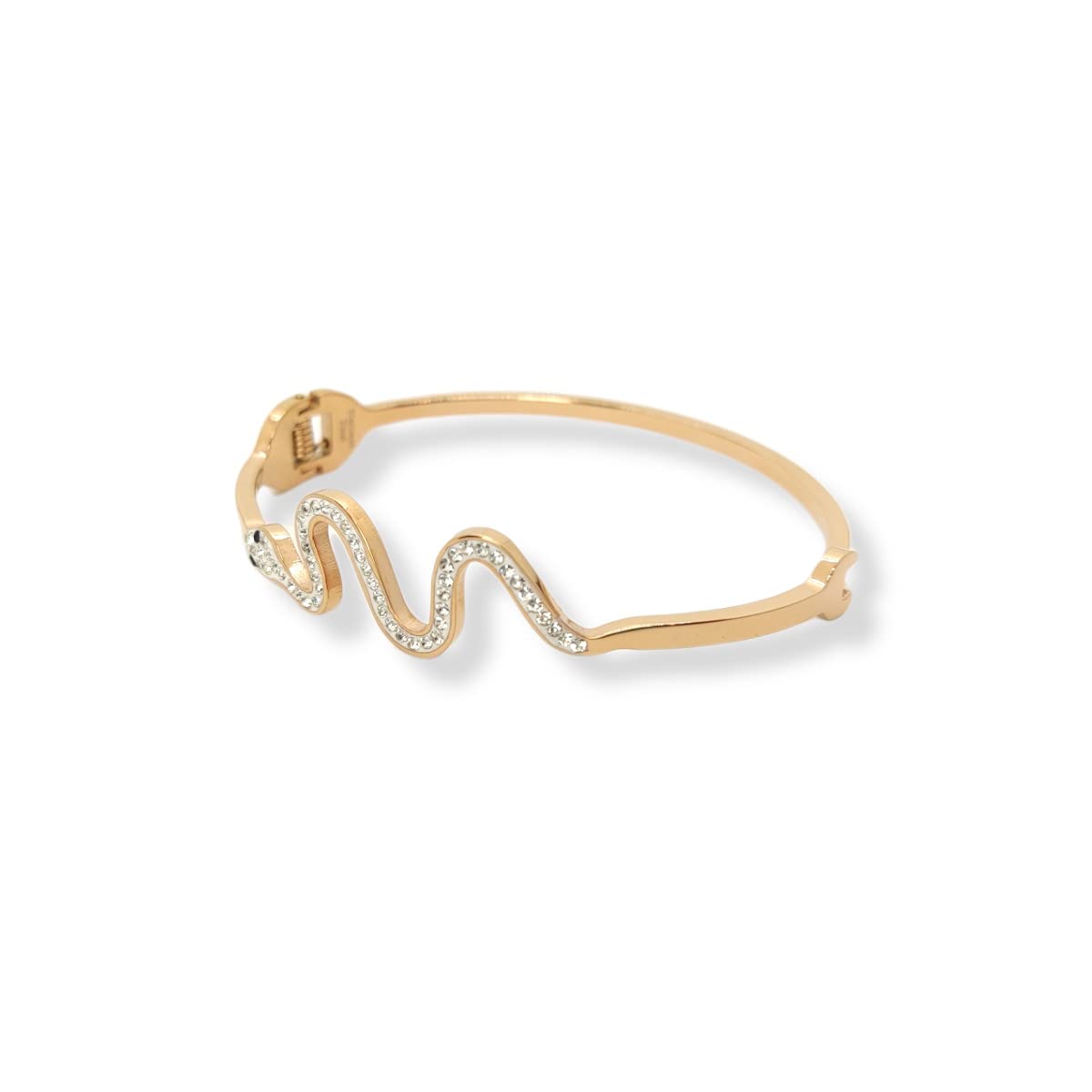 Habibi Jewels Bracciale in Acciaio Inox rigido da donna colore rosa rosé con serpente zirconi modello a manetta braccialetto ragazza bracelet for woman