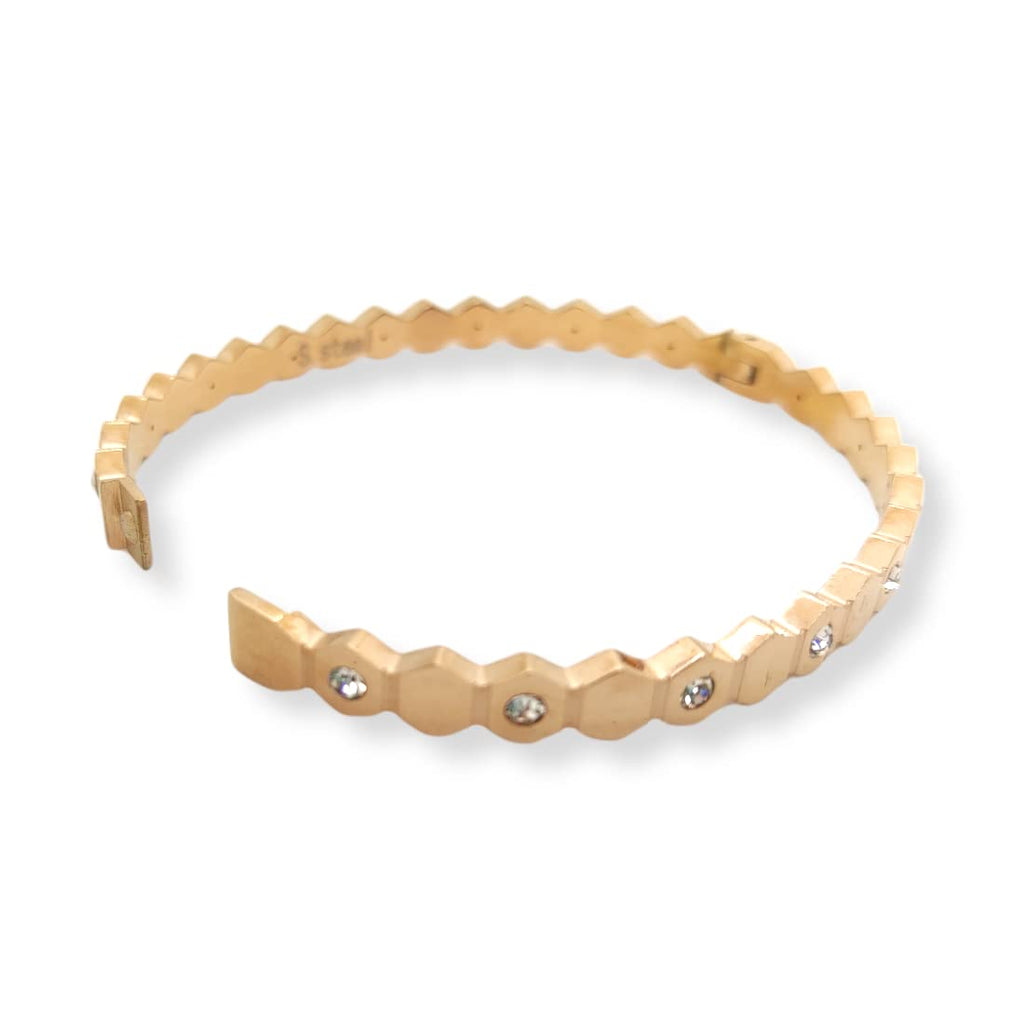 Bracciale  rigido colore Oro rosa rosé con strass