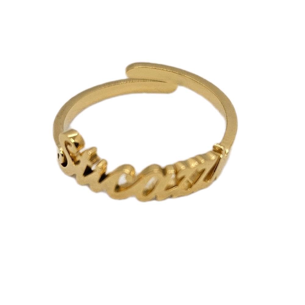 Habibi Jewels Anello da Donna in Acciaio con Scritta STICAZZI Gold Dorato Regolabile Altezza 5 mm Finitura Lucidissima Anallergico Ideale per Occasioni Speciali