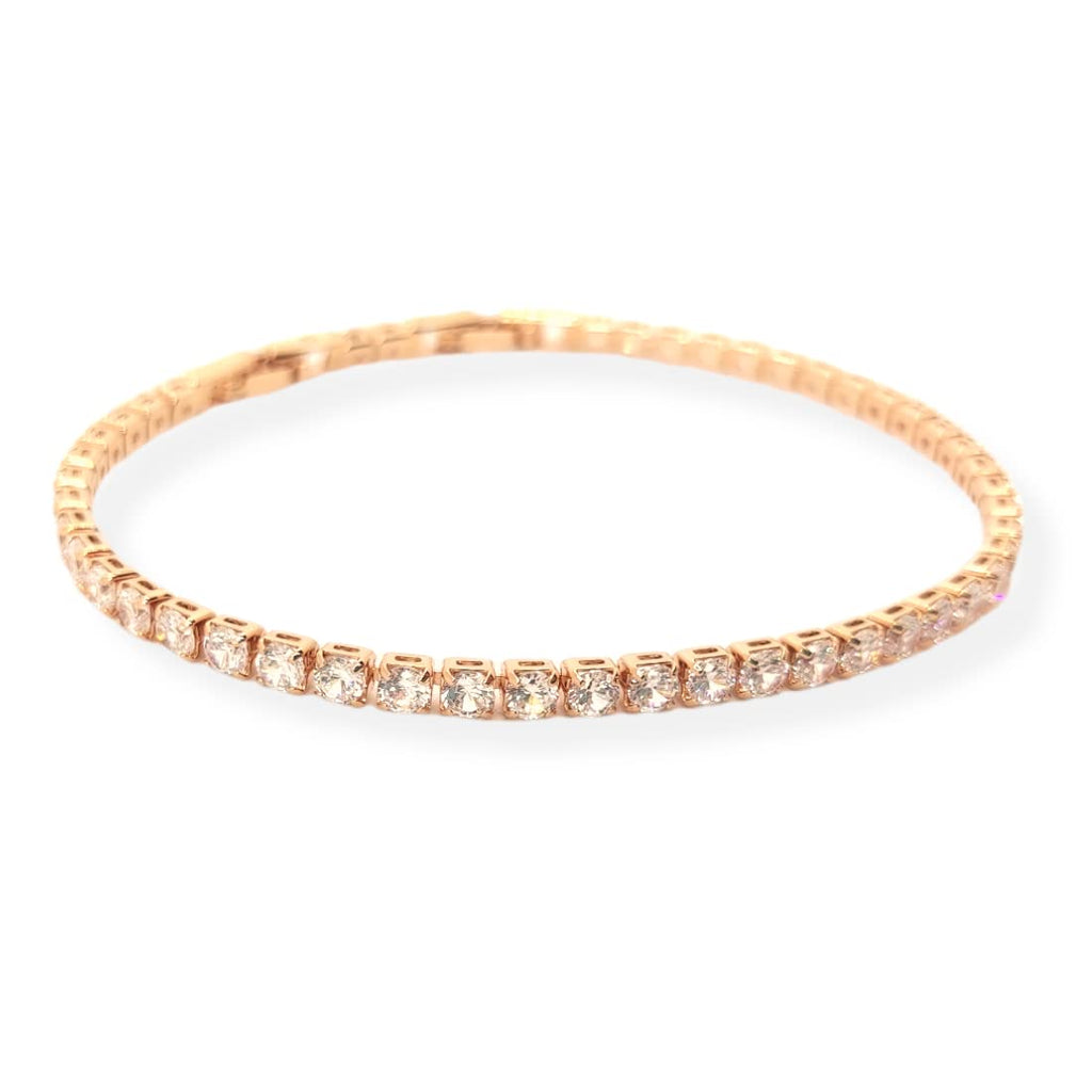 Habibi Jewels Bracciale Tennis Donna in Acciaio Color Oro Rosa Rosé con Strass Bianchi Brillantini Braccialetto Idea Regalo Compleanno Laurea