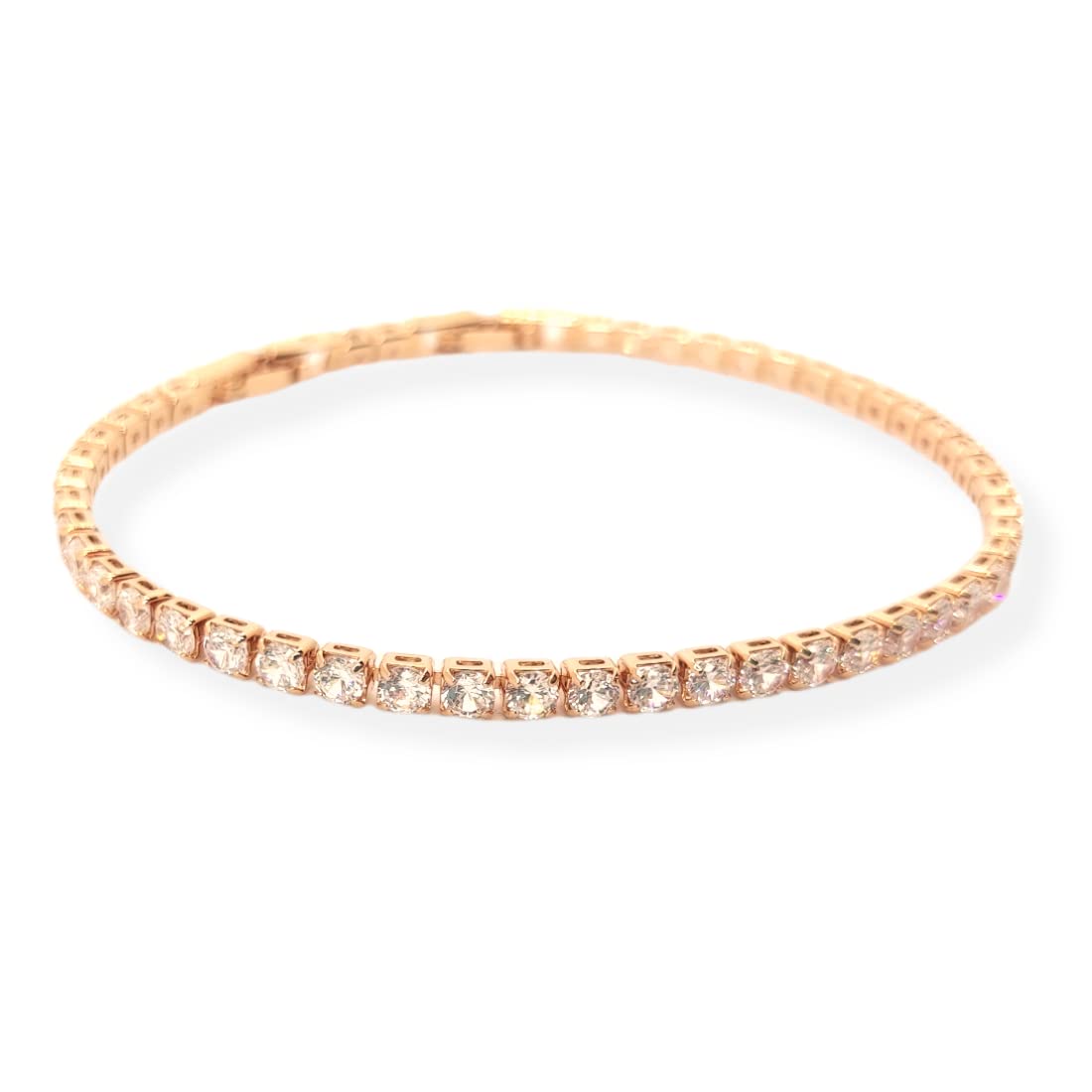 Habibi Jewels Bracciale Tennis Donna in Acciaio Color Oro Rosa Rosé con Strass Bianchi Brillantini Braccialetto Idea Regalo Compleanno Laurea