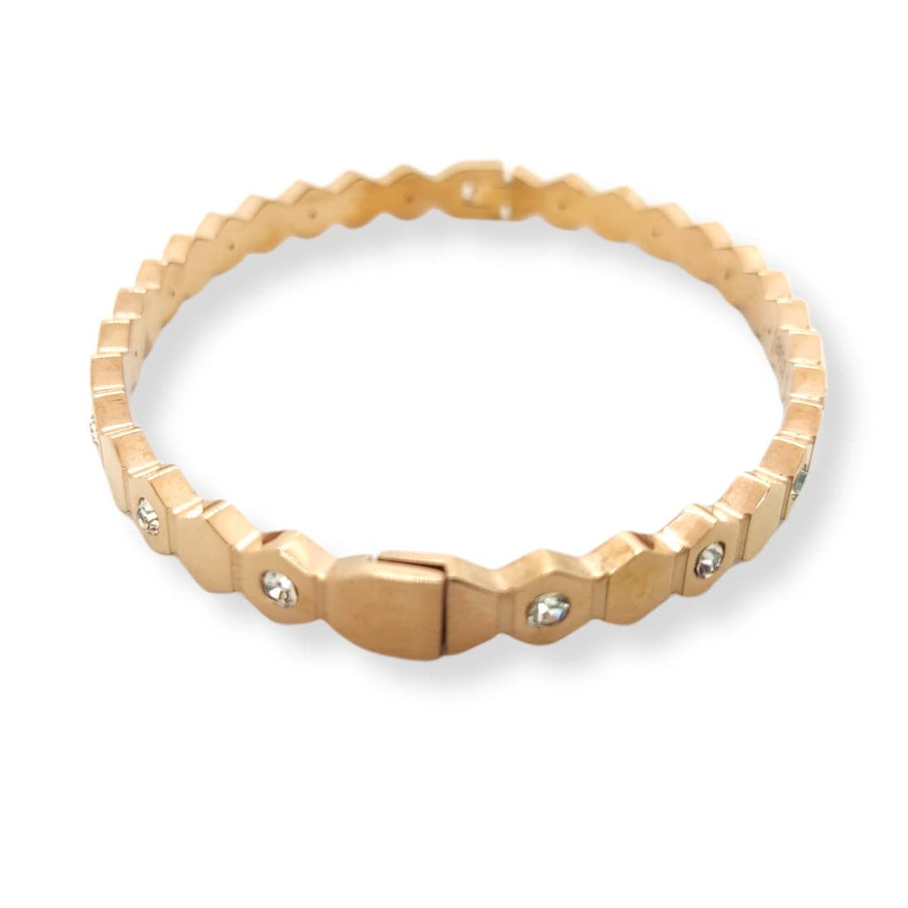 Bracciale  rigido colore Oro rosa rosé con strass