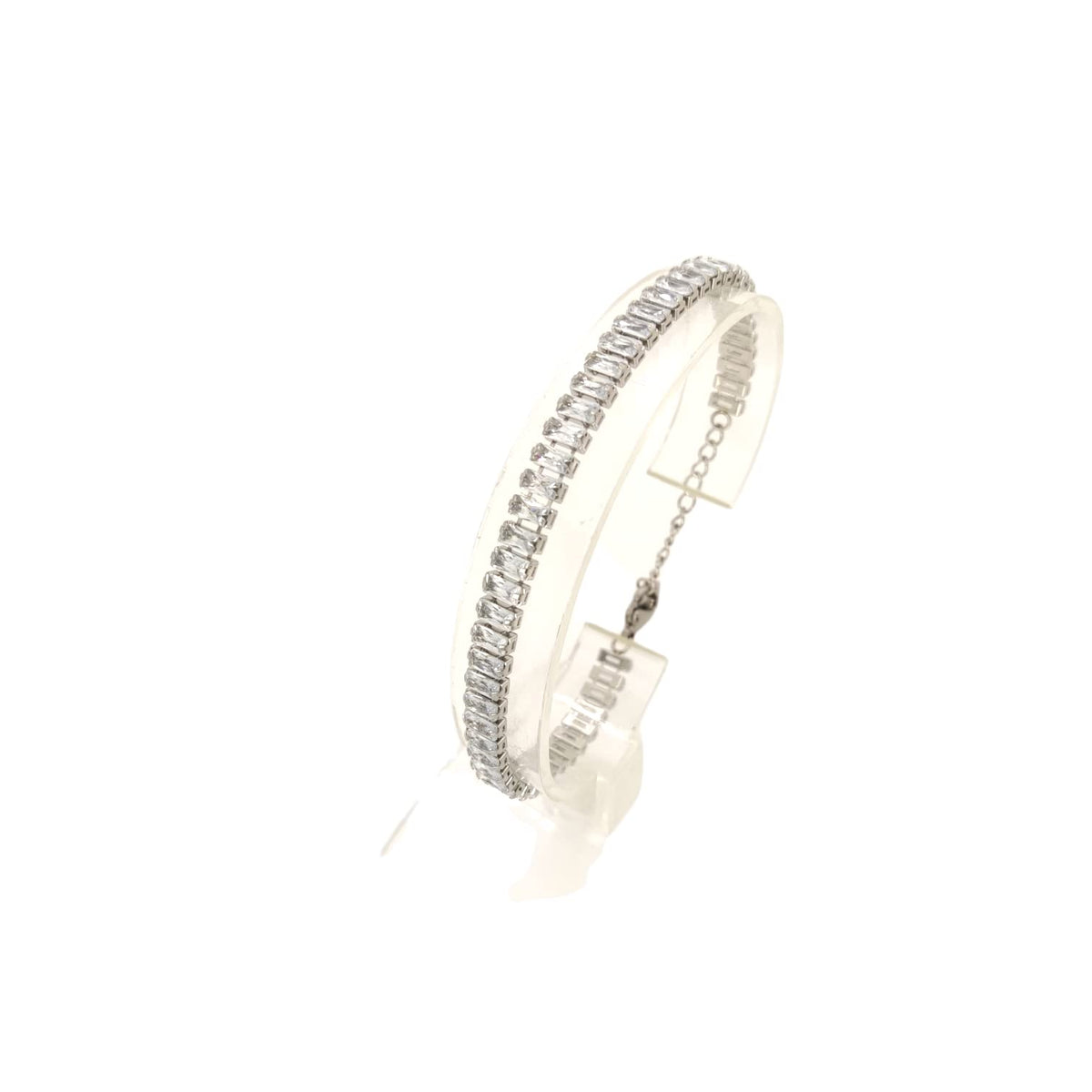 Habibi Jewels Bracciale Tennis donna in acciaio bianco regolabile chiusura a moschettone bracelet for woman Idea Regalo