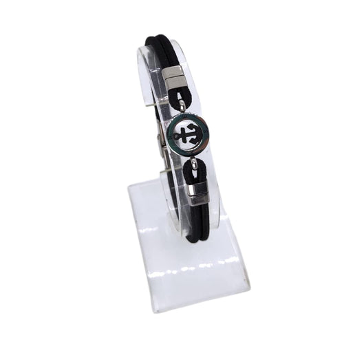 Bracciale Ancora da Uomo in Acciaio e Cordino Nero