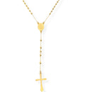 Habibi Jewels Collana Rosario in Acciaio da Uomo Donna Oro Giallo Dorata Grani Perline 4 mm Dorata Medaglietta Madonnina e Ciondolo Croce Idea Regalo Compleanno Laurea Onomastico Comunione