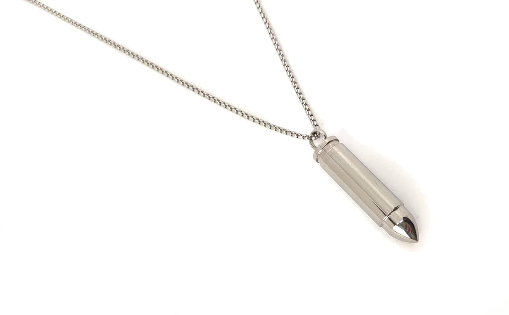 Habibi Jewels Collana in Acciaio con Ciondolo Proiettile Uomo Catena a Maglia Veneziana Chiusura a Moschettone Idea Regalo Festa del Papà Compleanno Laurea