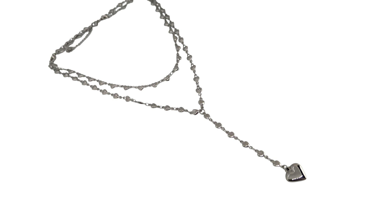 Habibi Jewels Set 2 Collane da Donna in Acciaio Silver con Cuori e pendente a Cuore per Occasioni Speciali Idea Regalo Ragazza Compleanno Festa della Mamma Natale