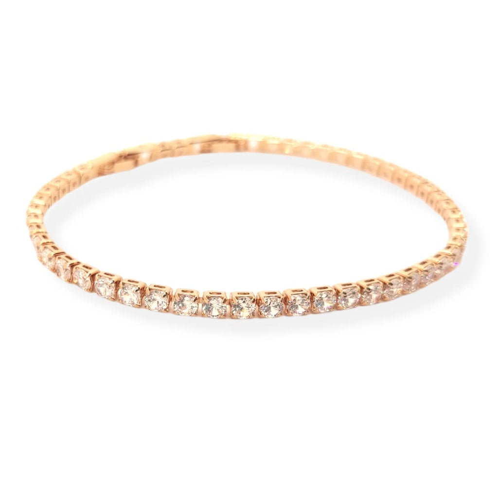 Habibi Jewels Bracciale Tennis Donna in Acciaio Color Oro Rosa Rosé con Strass Bianchi Brillantini Braccialetto Idea Regalo Compleanno Laurea