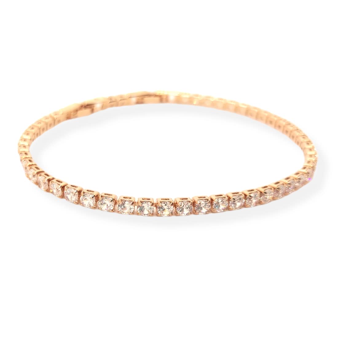 Habibi Jewels Bracciale Tennis Donna in Acciaio Color Oro Rosa Rosé con Strass Bianchi Brillantini Braccialetto Idea Regalo Compleanno Laurea