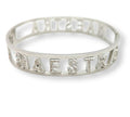 Habibi Jewels Bracciale MAESTRA in Acciaio Modello Rigido da Donna con Scritta Zirconi Bianchi Braccialetto Chiusura a Manetta Bracelet Woman Idea Regalo Insegnante Scuola Compleanno Laurea Amicizia