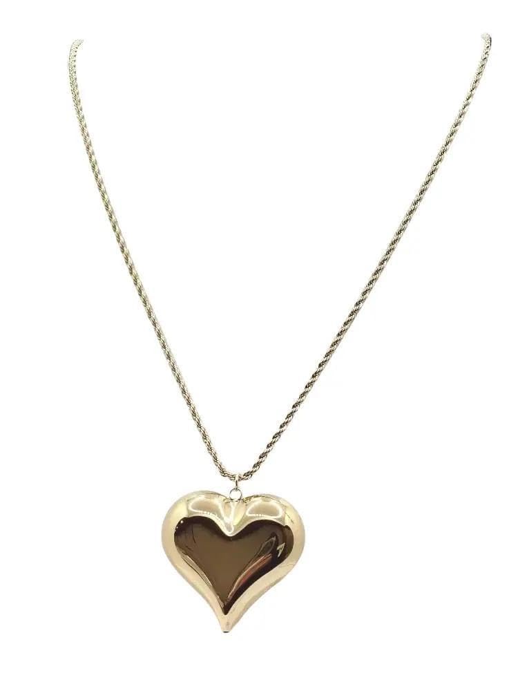 Habibi Jewels Collana Cuore Bombato in Acciaio Gold Dorato con Collana Torchon Intrecciata per Donna Elegante e Moderna Festa della Mamma Compleanno Idea Regalo