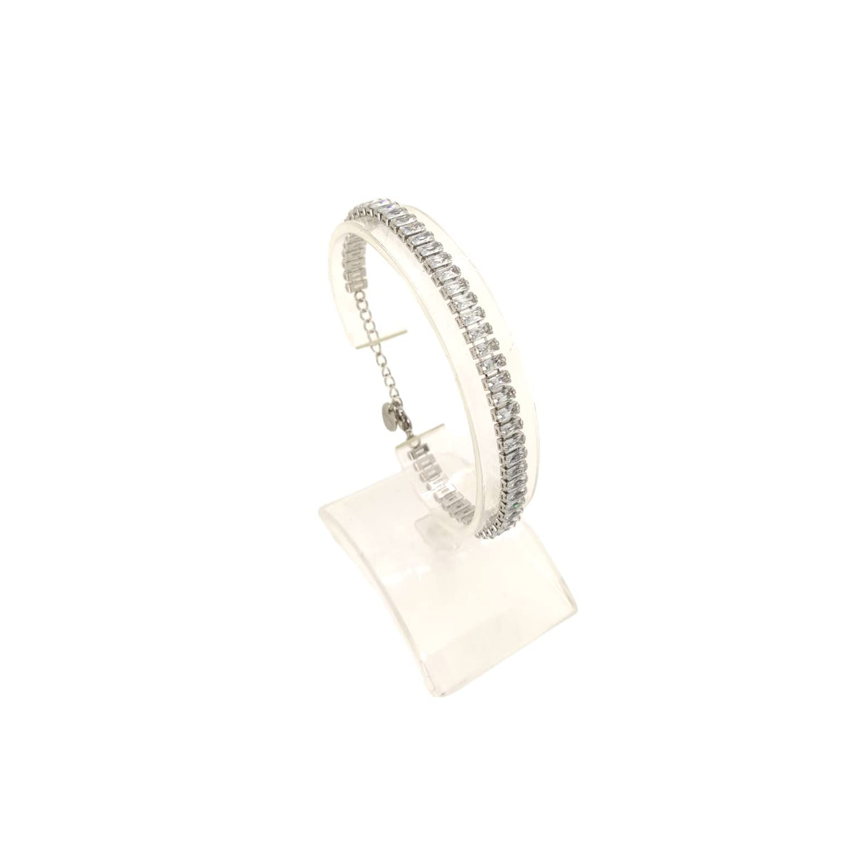 Habibi Jewels Bracciale Tennis donna in acciaio bianco regolabile chiusura a moschettone bracelet for woman Idea Regalo