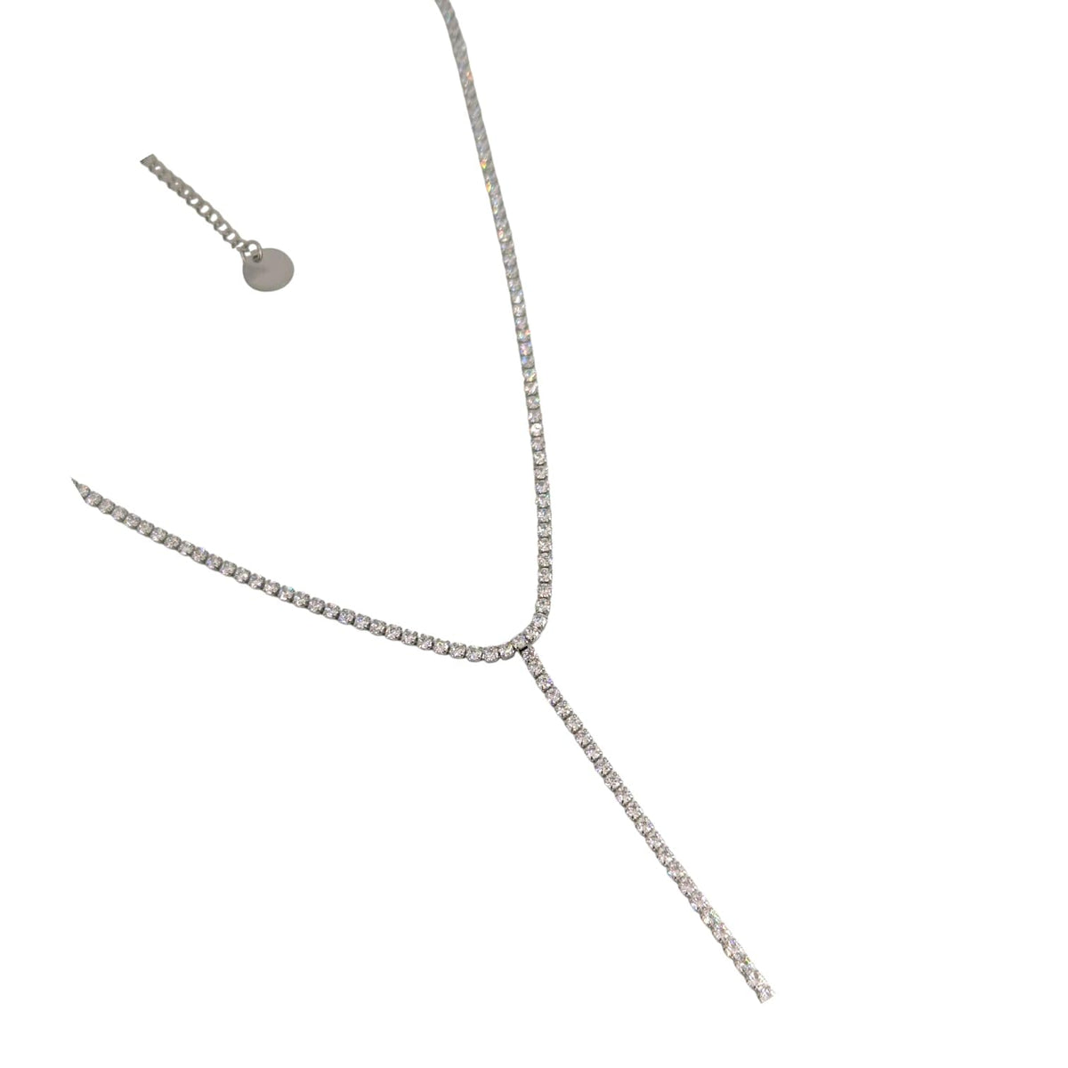 Habibi Jewels Collana Tennis da Donna in Acciaio Tempestata di Brillantini Modello a Y Ideale per Occasioni Speciali Idea Regalo Ragazza Compleanno Festa della Mamma Natale