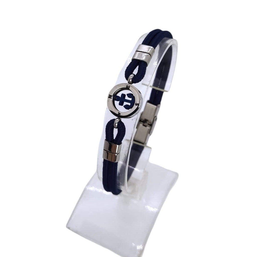 Habibi Jewels Bracciale Ancora Uomo in Acciaio e Cordino Blu con Chiusura ad Incastro Braccialetto Navy Idea Regalo Festa del Papà Compleanno Laurea