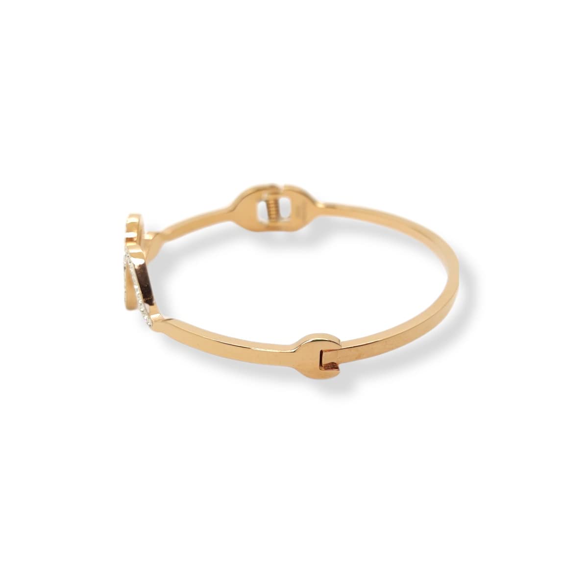 Habibi Jewels Bracciale in Acciaio Inox rigido da donna colore rosa rosé con serpente zirconi modello a manetta braccialetto ragazza bracelet for woman