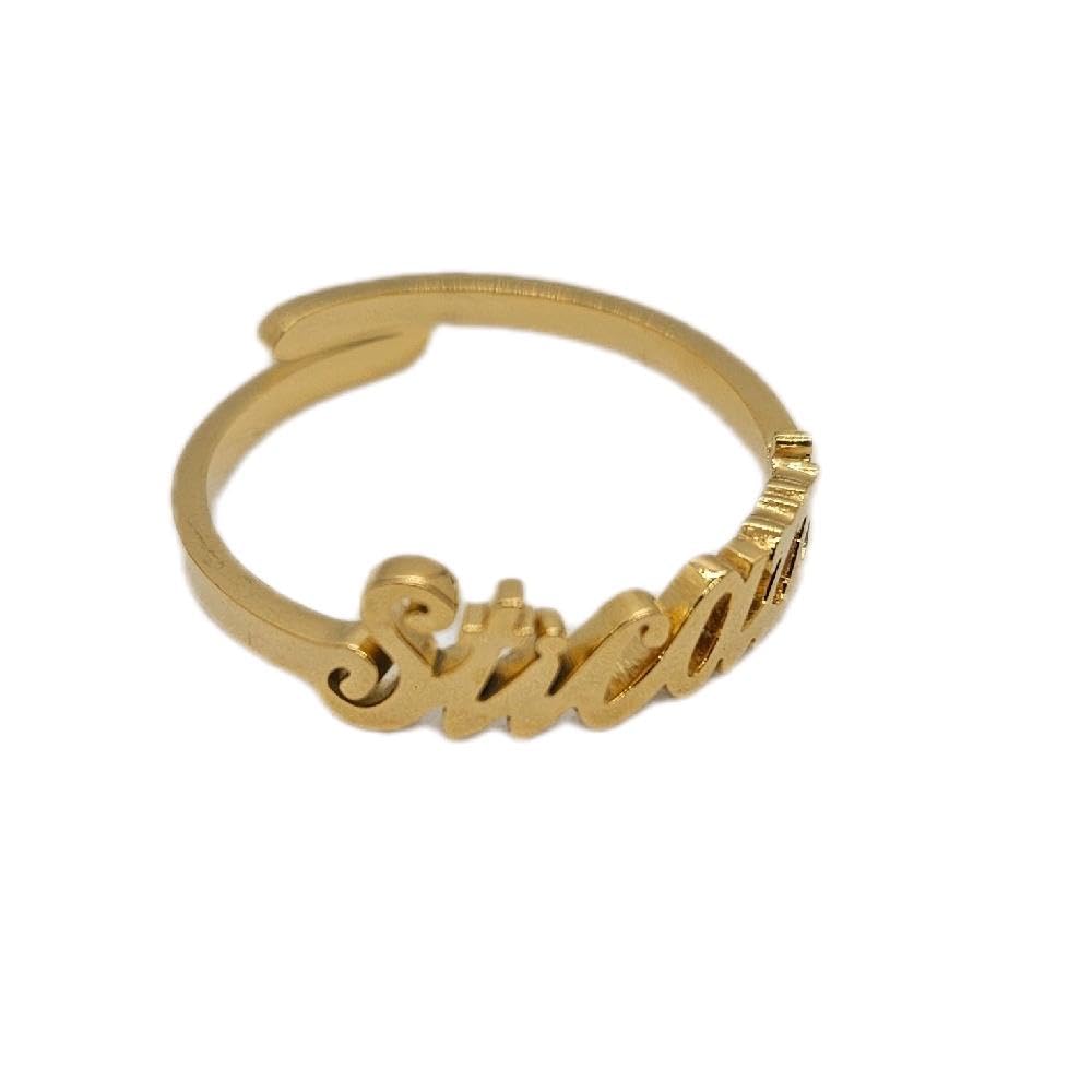 Habibi Jewels Anello da Donna in Acciaio con Scritta STICAZZI Gold Dorato Regolabile Altezza 5 mm Finitura Lucidissima Anallergico Ideale per Occasioni Speciali